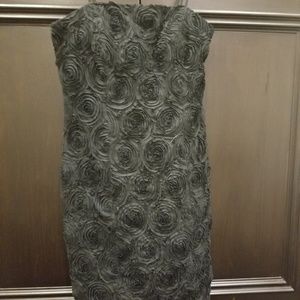 Calvin Klein black 3D floral strapless dress